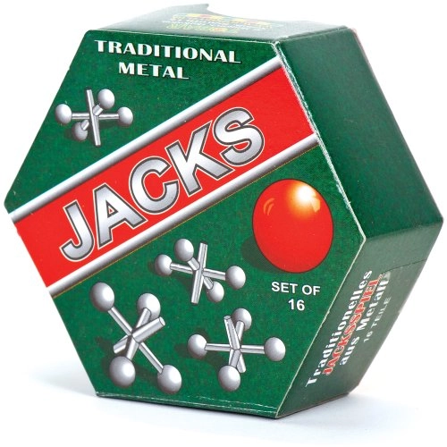 Metall Jacks Set - 16 Jacks 2 Balls Silver