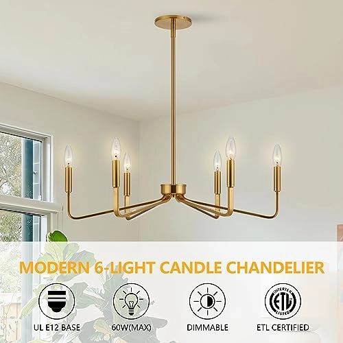 6-Light Candle Chandelier - H7.9"- 42.7"