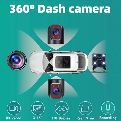 4 Channel 360° Dash Cam - 1920 x 1080P