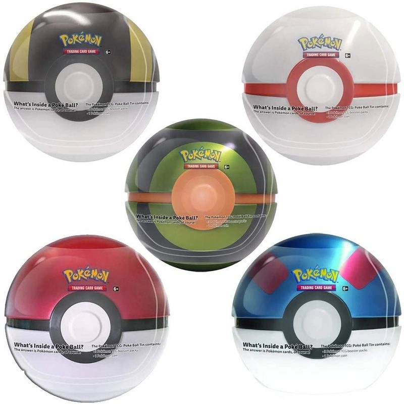 Poké Ball Tin - 1 Random Ball 3 Booster Packs Coin