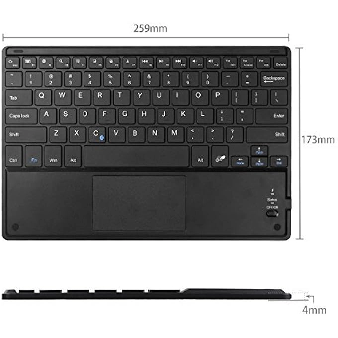 Wireless Bluetooth Keyboard - ULTRATHIN 4MM built-in multi-touch touchpad for iPad, iPhone, Samsung Galaxy, Google Nexus, Microsoft Surface