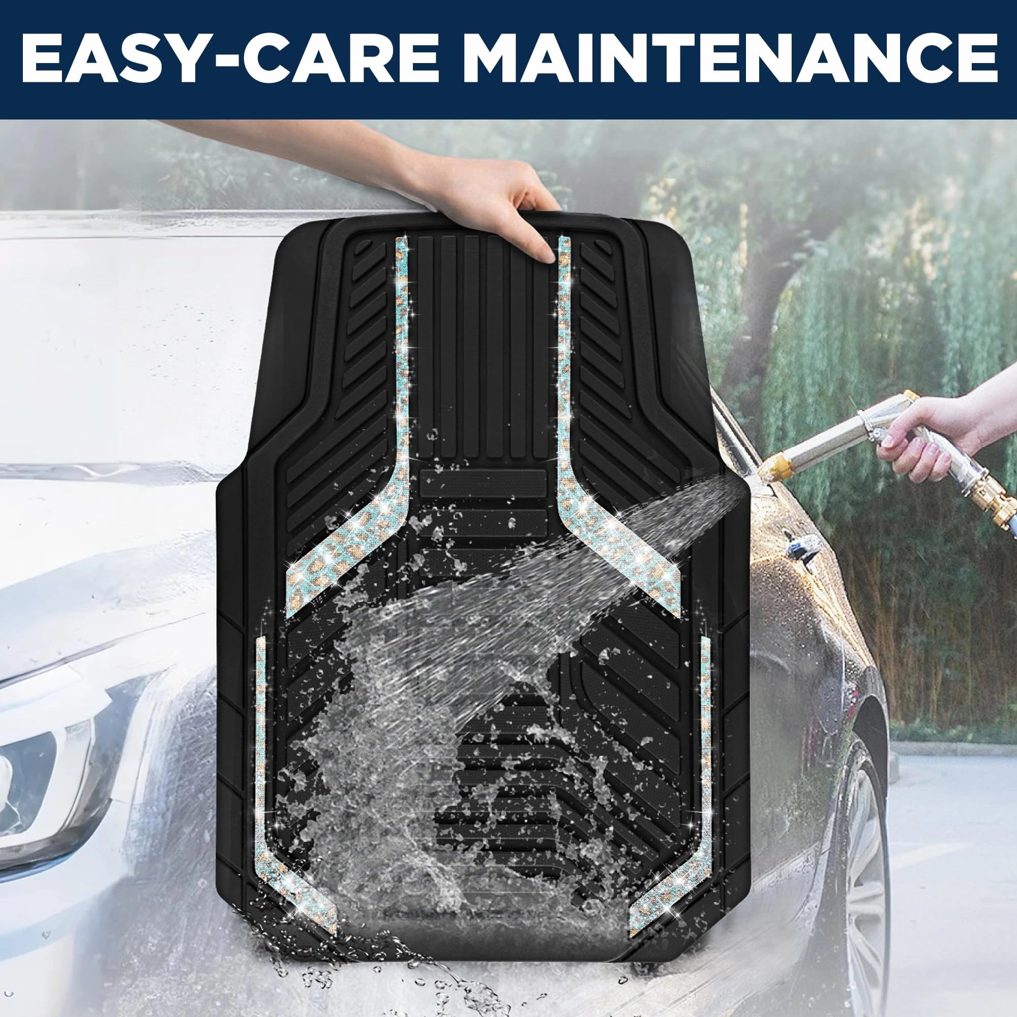 Heavy Duty Rubber Floor Mats - Pink Universal Fit