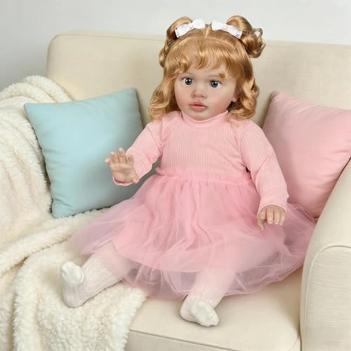 Pippa Reborn Baby Doll - 26 inch Cotton Vinyl Hand-rooted Curly Hair Ages 3+