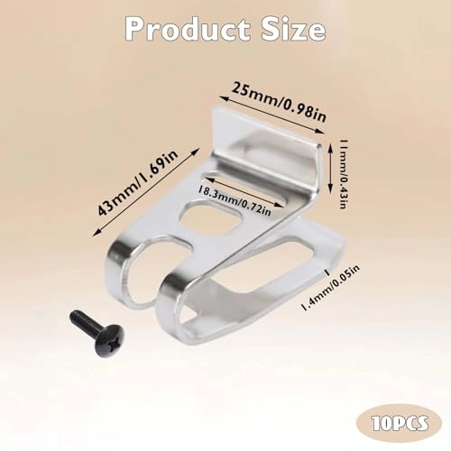 Stainless Steel Belt Clip - Pack of 10 Compatible with XFD01 XFD07D DTD144 DHP481