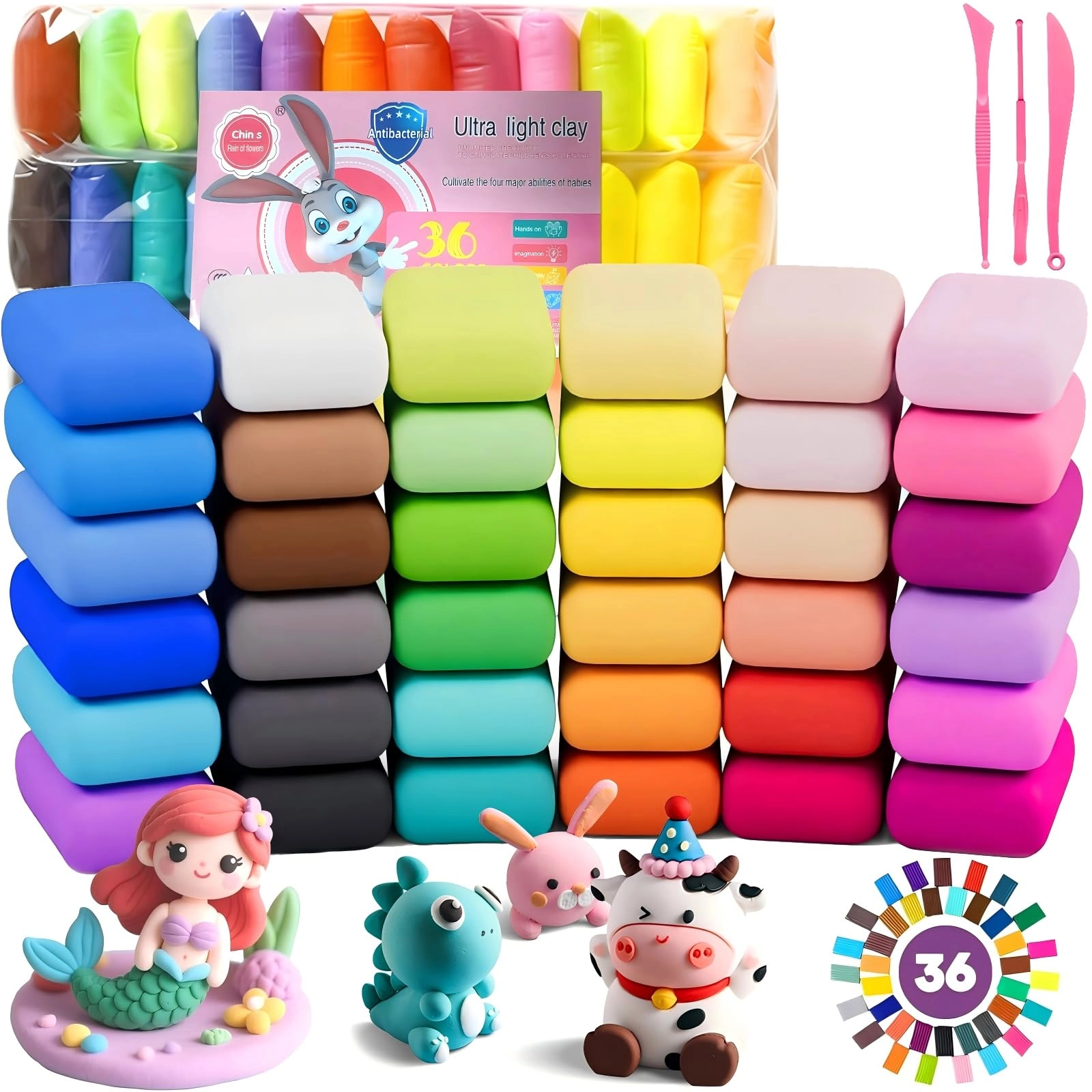 Baoeyhui Air Dry Clay Set - 3+ years 36 pcs