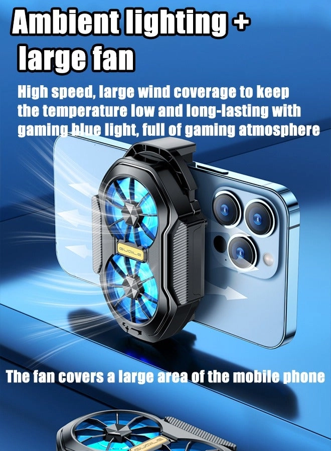 Phone Cooler - Dual Fan LED USB Rechargeable