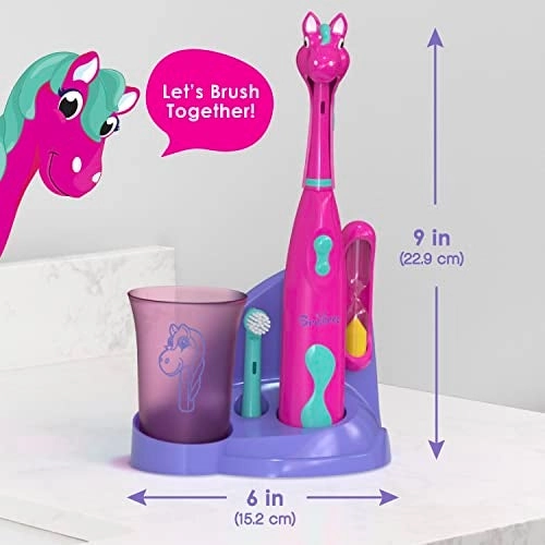 Kids’ Electric Toothbrush Set - Ages 3+ 2 Brush Heads 2-Minute Timer