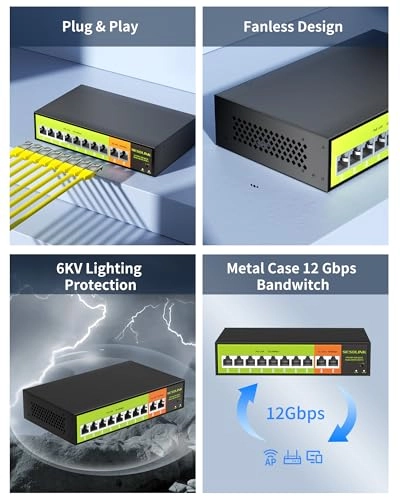 POE Switch - 120 W 8 IEEE802.3af/at 2 Gigabits Per Second