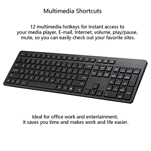 Wireless Keyboard - 2.4G USB 106 Keys for Laptop PC