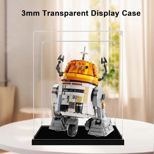 Acrylic Transparent Collectible Display Case for LEGO 75416 Aerospace Technician Robot Block Model - 3mm