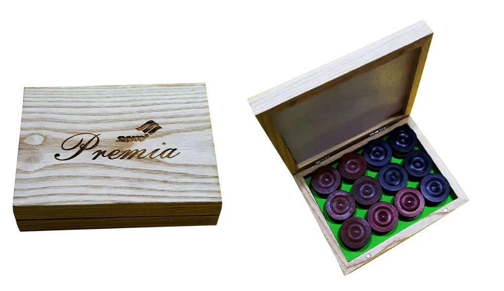 Premia - Carrom Coins Wooden Ashwood Box