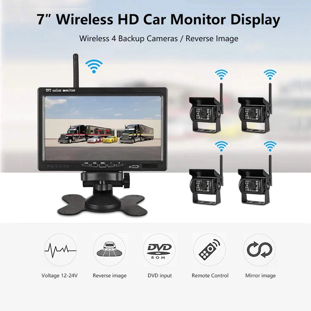 Backup Camera - Night vision Wireless 420 TVL + Monitor - 7 Inches