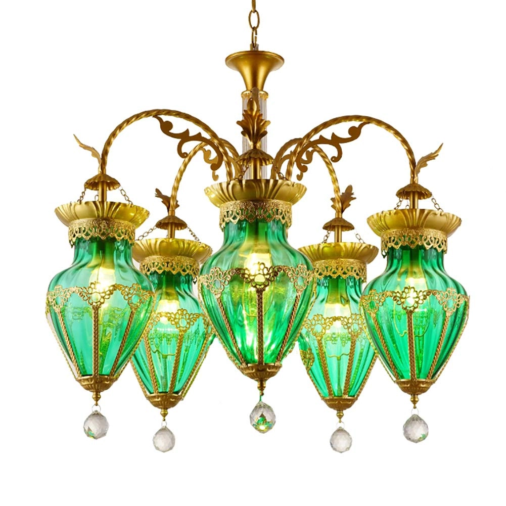 AYMAYA E27 Bohemian Glass Chandelier - Green glass 5