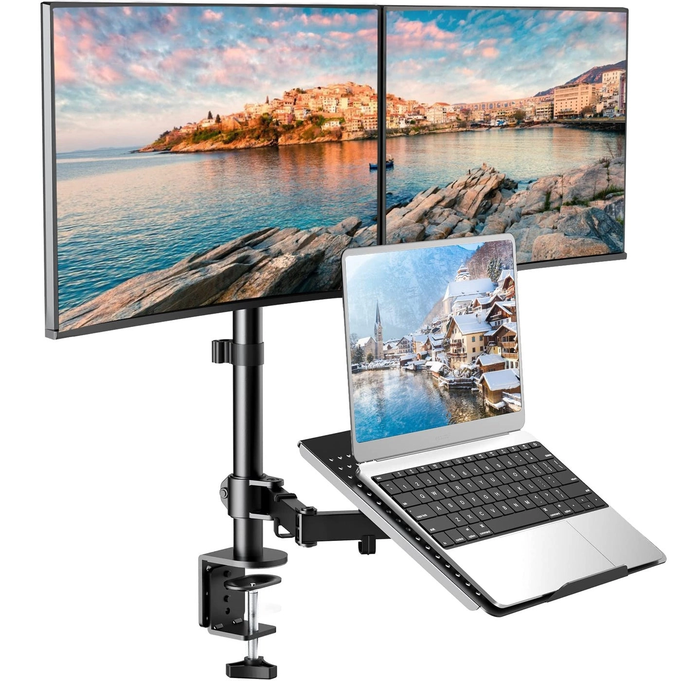 HUANUO Dual Monitor Mount - 13 to 27 Inch 10 to 17 Inch