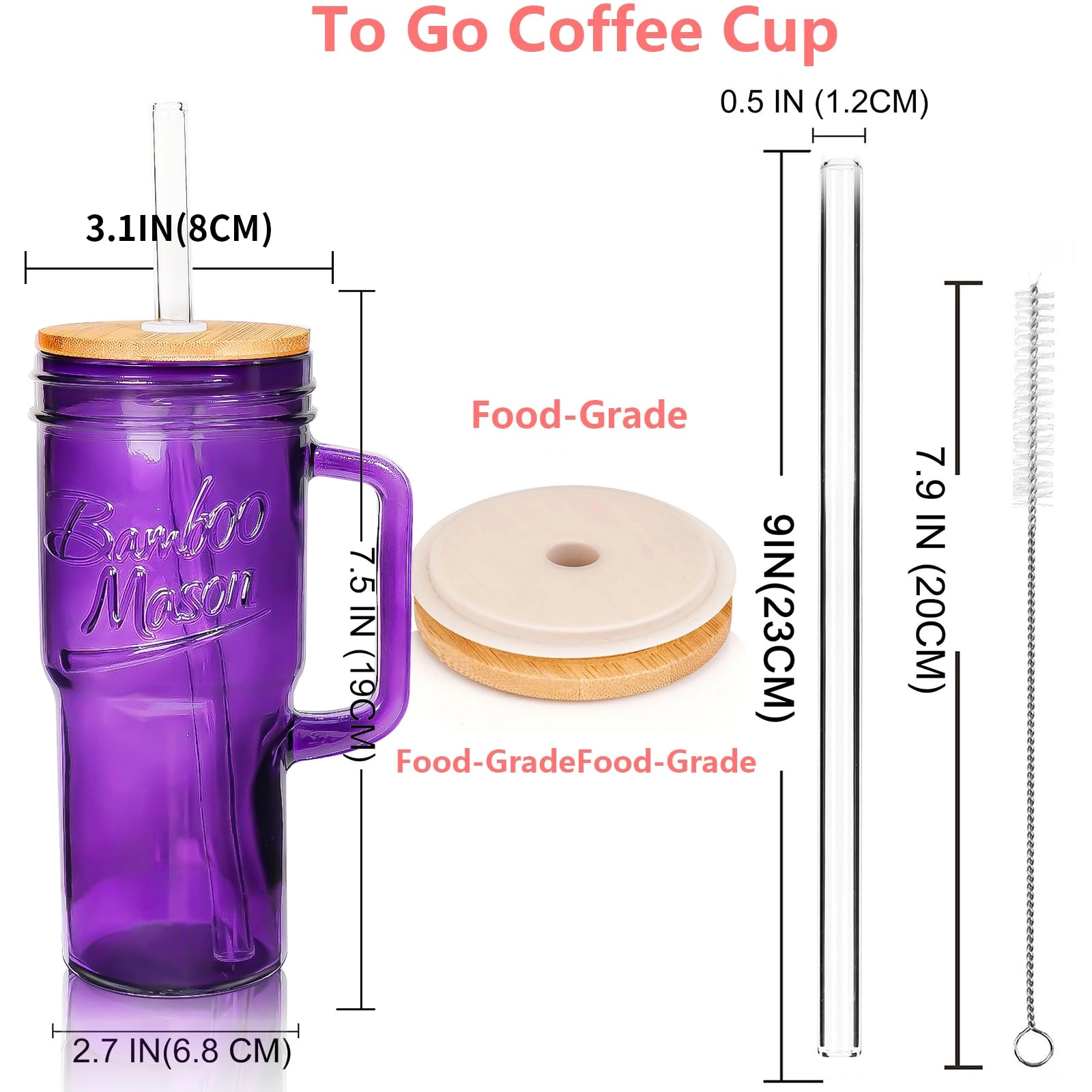 Glass Tumbler - 2 pcs - Handle