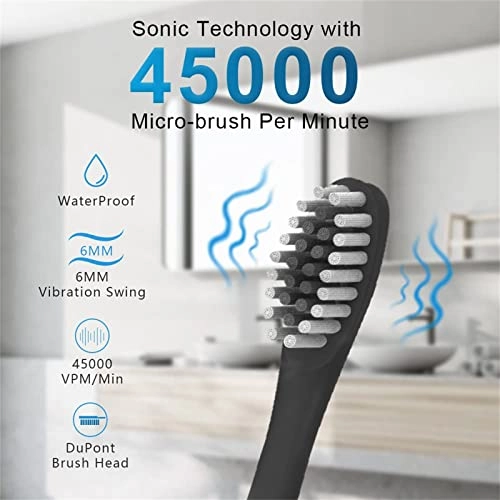 Sonic Electric Toothbrush - Rechargeable 8 Brush Heads 6 Cleaning Modes