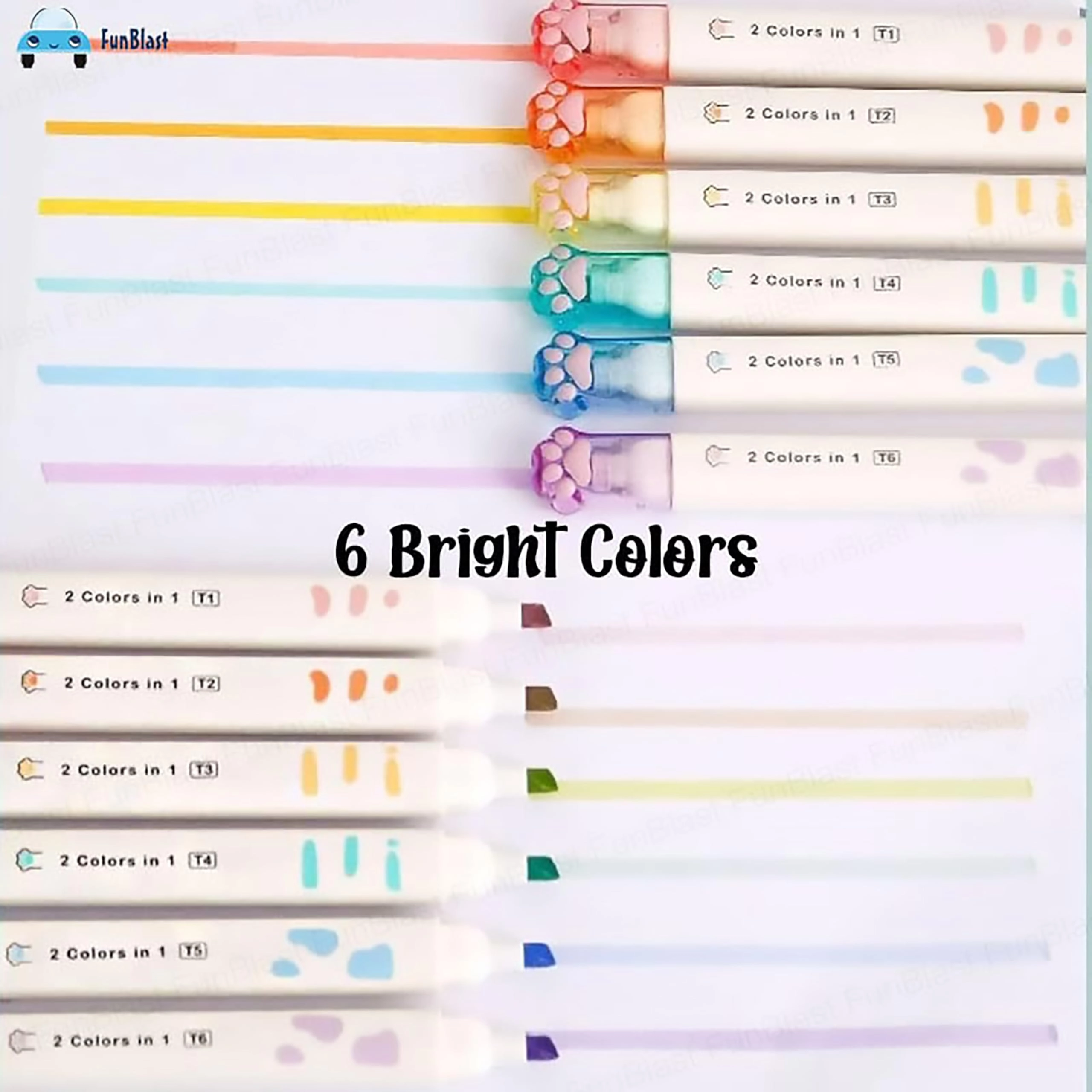 Cute Cat Paw Highlighter Pen - Multicolor Chisel