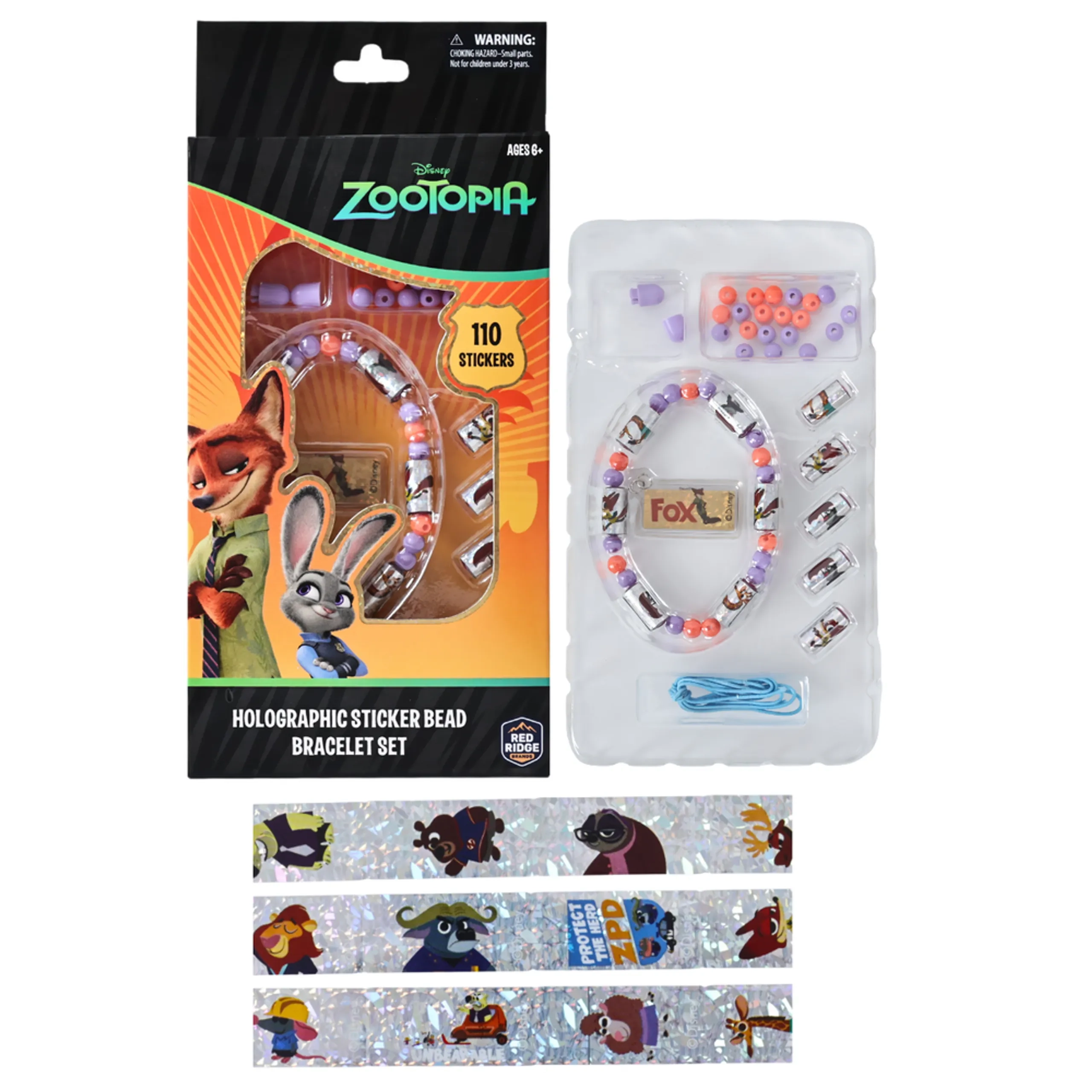 Holographic Sticker Bead Bracelet Set - Zootopia - 6+ years 110 pcs