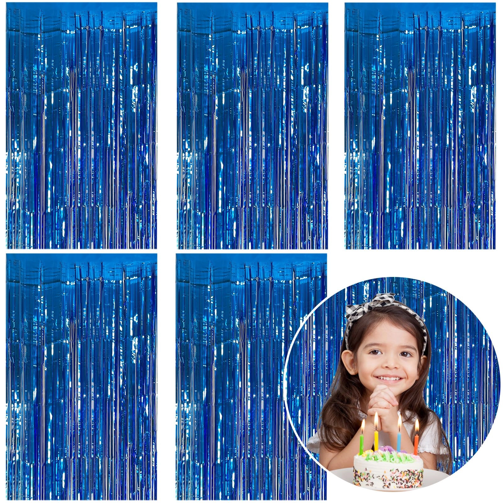 k.e.j. Foil Curtain Backdrop - 5 Pack Baby Shower Birthday Christmas Wedding