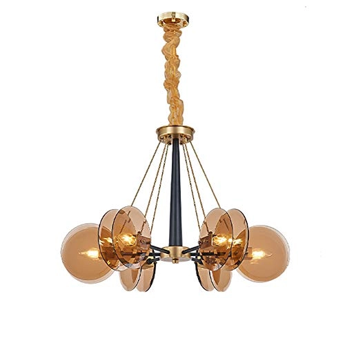 E14 Nordic Post-modern Creative Glass Chandelier - 8 head Soot cover