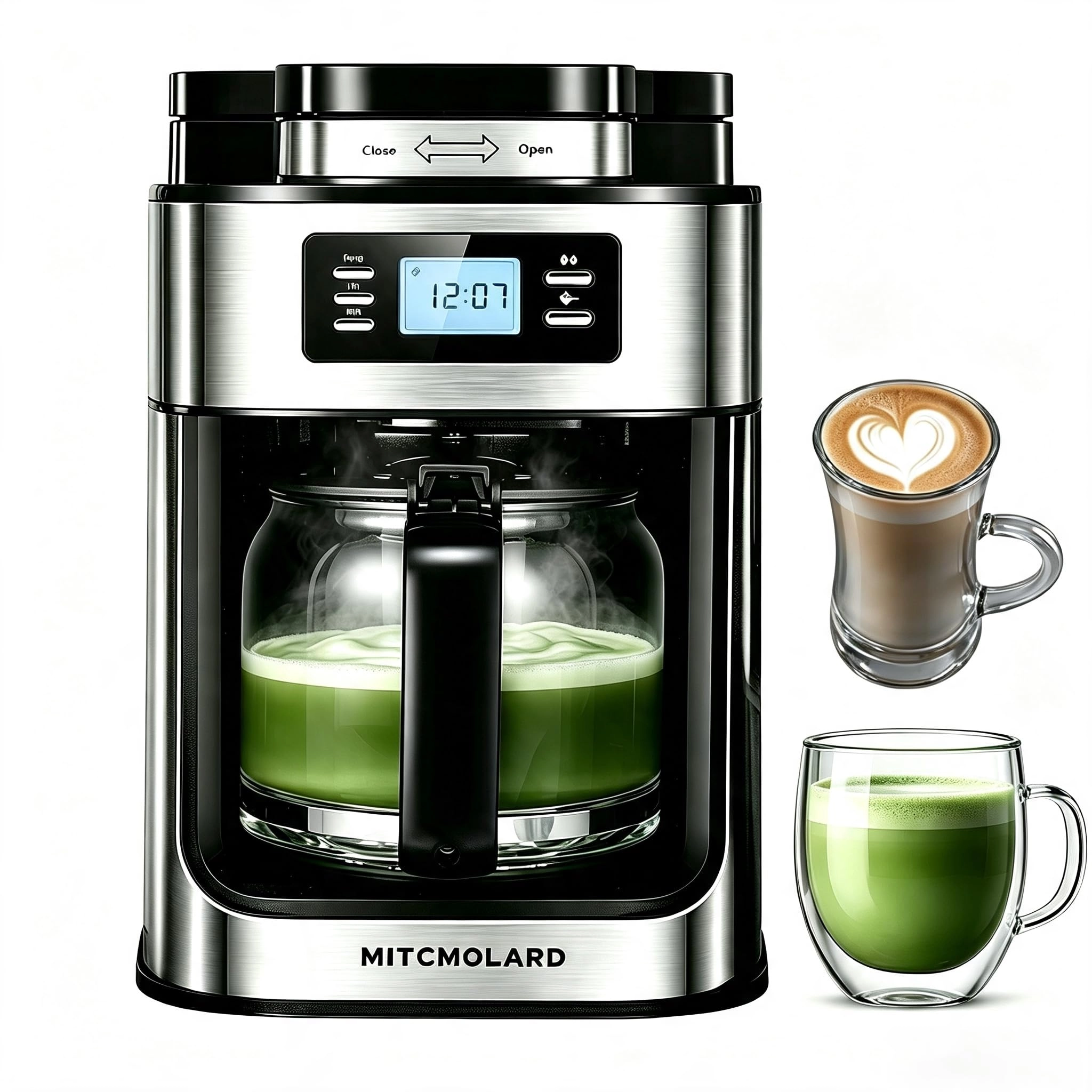 MITCMOLARD Drip Coffee Machine - 1 L Built-in Grinder