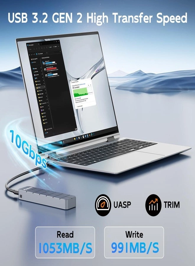 M.2 NVMe SSD Enclosure - USB3.2 GEN2 M-Key 2230/2242/2260/2280mm