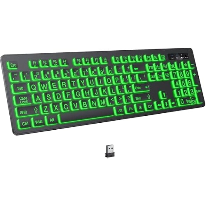 Large Print Backlit Wireles Keyboard - Wireless
