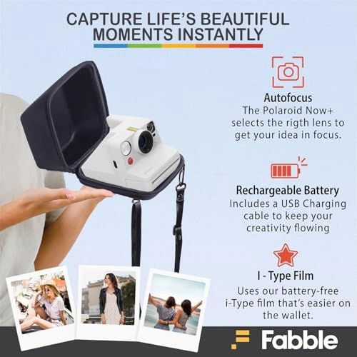 Now Generation 3 - Dual-Lens Autofocus USB-C Rechargeable + Color I-Type Instant Film - 8 Exposures + Hard Protective Case + USB-C Charging Cable + Wrist Strap + Microfiber Cleaning Cloth