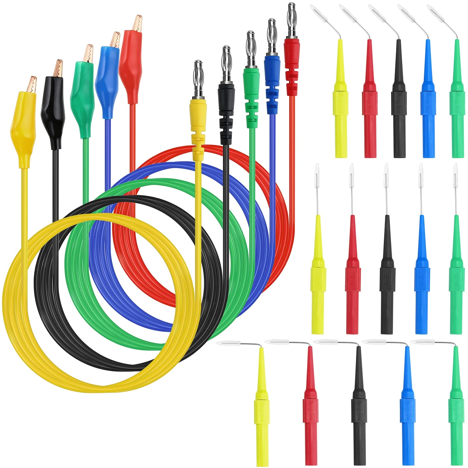 Sumnacon Back Probe Lead Set - 5A 500V 4mm Banana Plug to Alligator Clip
