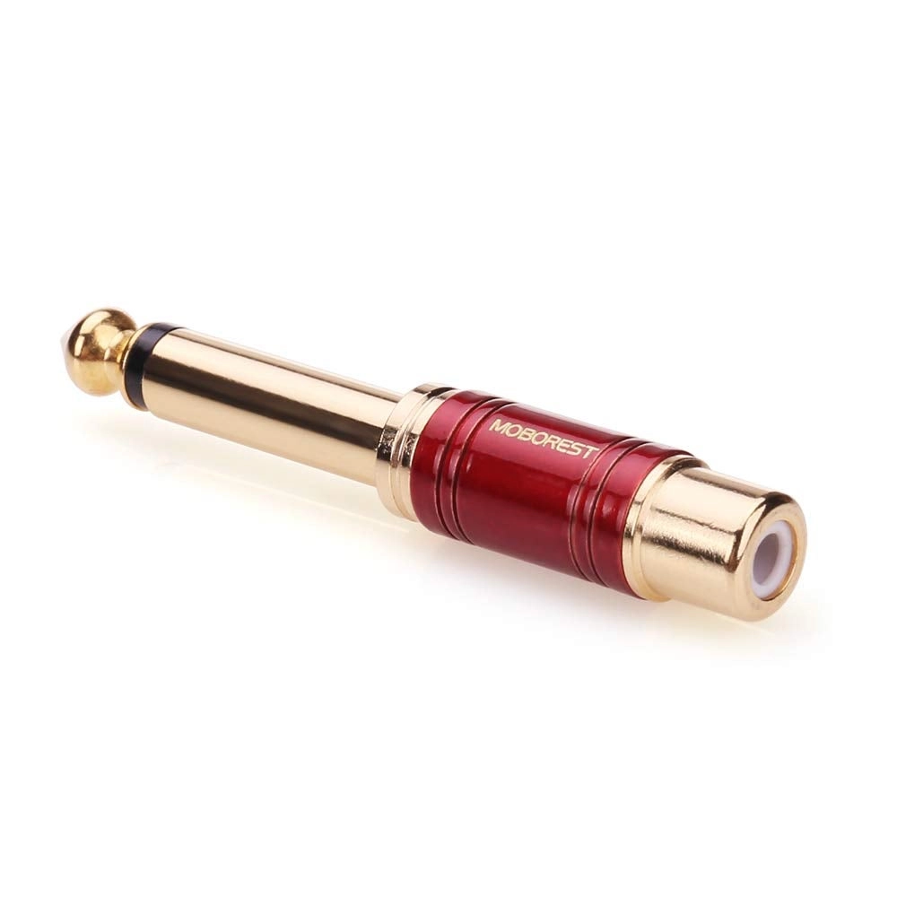 1/4" Male to RCA Female Audio Adaptor - Pure Copper 6.35mm Mono Plug TS