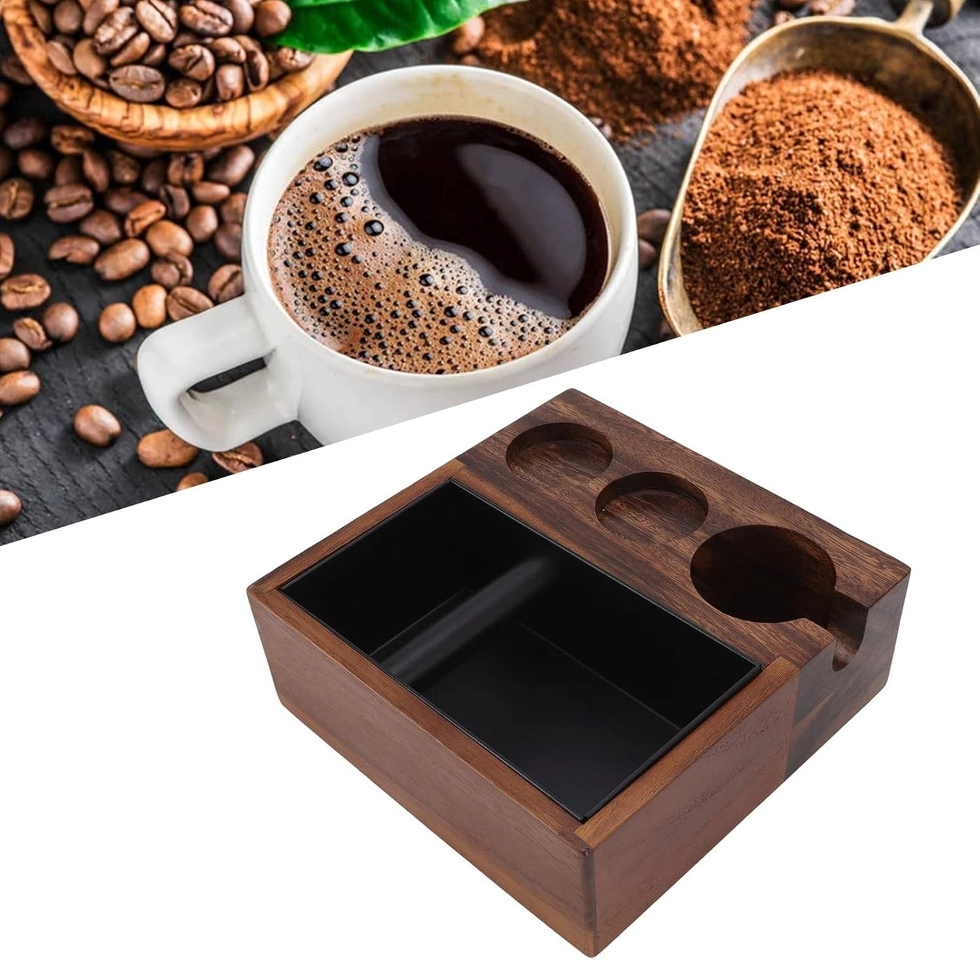 Coffee Tamper Holder - 4 in 1 Espresso Knock Box