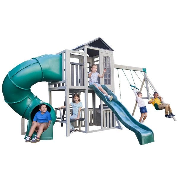 Boulder Bluff - 2-In-1 Wooden Swing Set