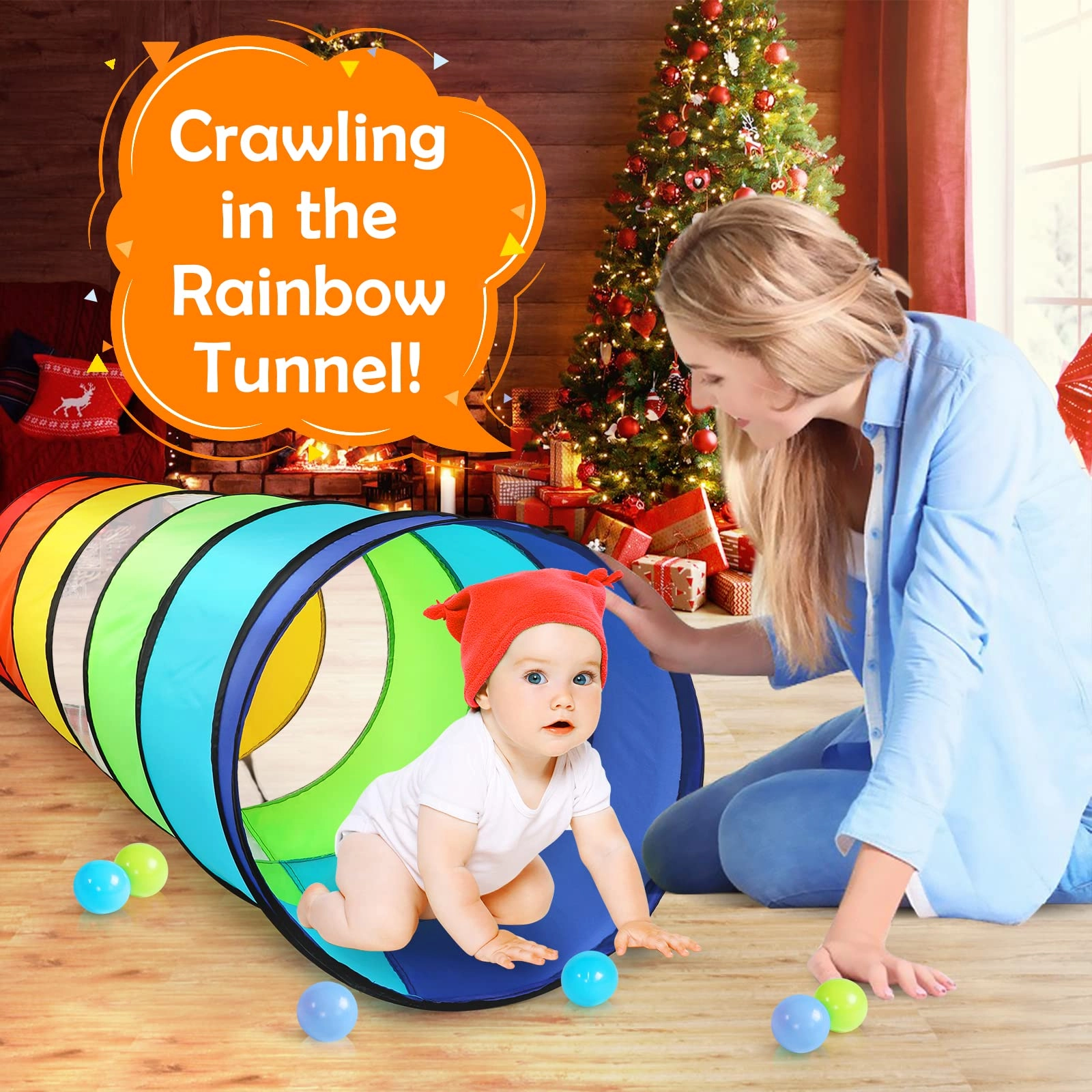 Kids Play Tunnel - Colorful Pop Up Rainbow