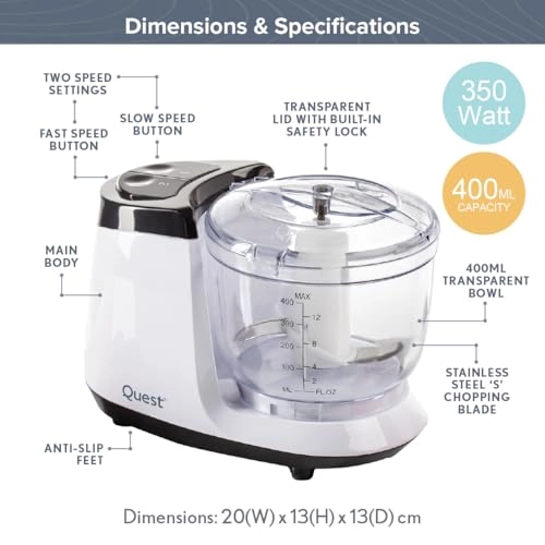 Mini Food Processor - 0.4 Liters Corded Electric