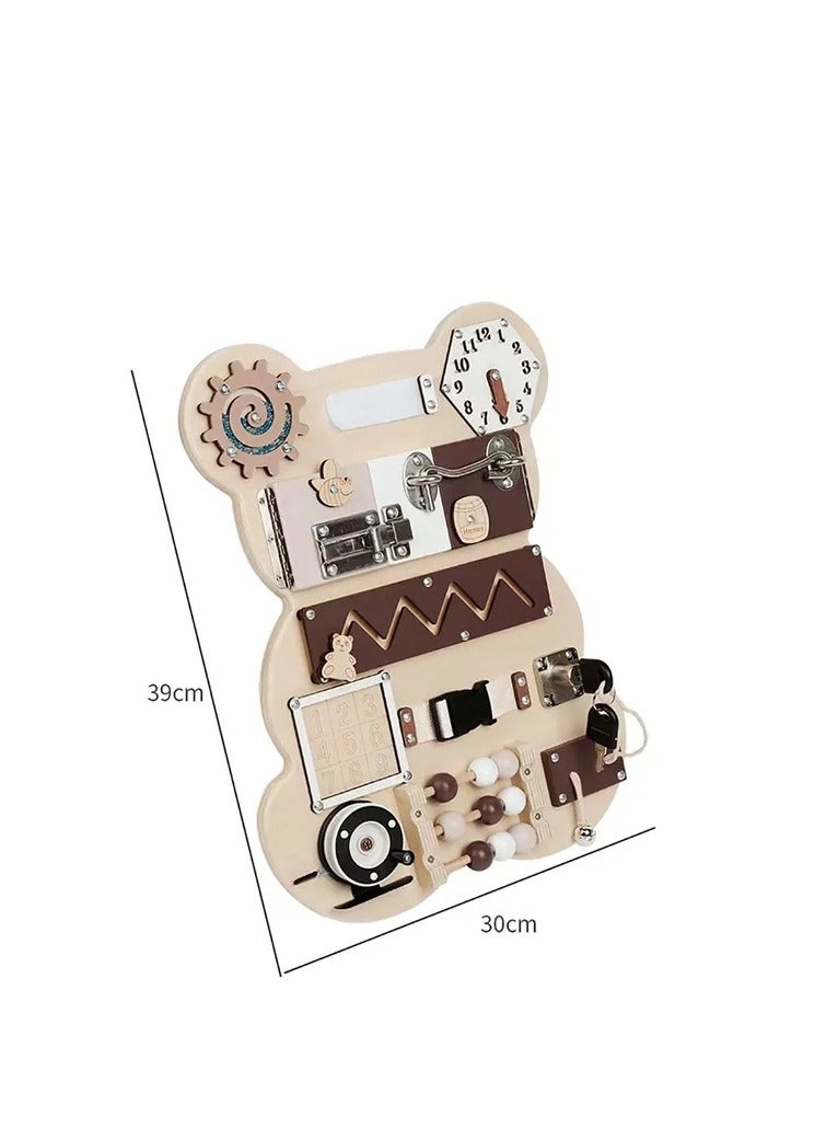 Bear Shaped Montessori Wooden Busy Board