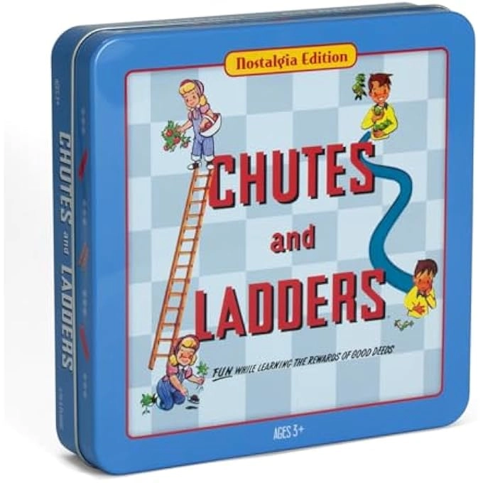 WS Game Company Chutes and Ladders Deluxe - Classic Nostalgia Collectors Tin Multicolored