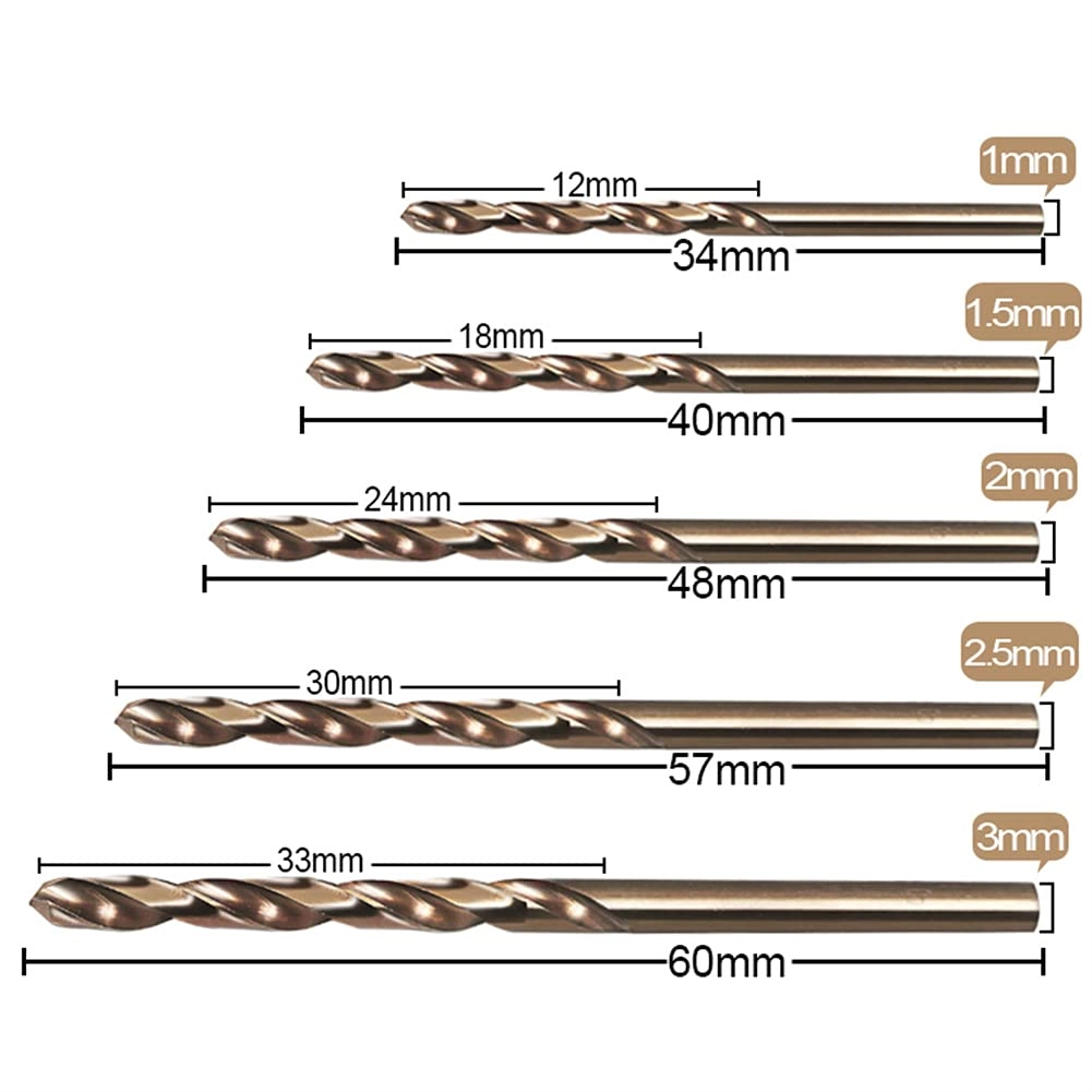 Twist Drill Bit Set - M35 50pcs 1mm-3mm