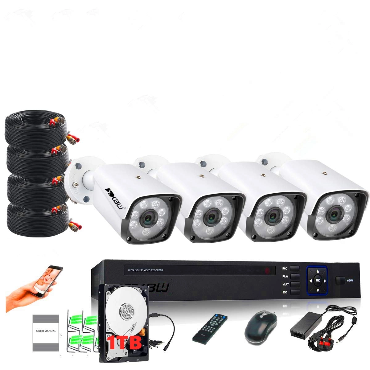 4CH DVR + Bullet Camera - 8pcs 1080P/2.0MP