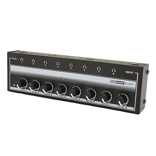 8 Channel Stereo Headphone Amplifier - Independent Volume Control 100-240V