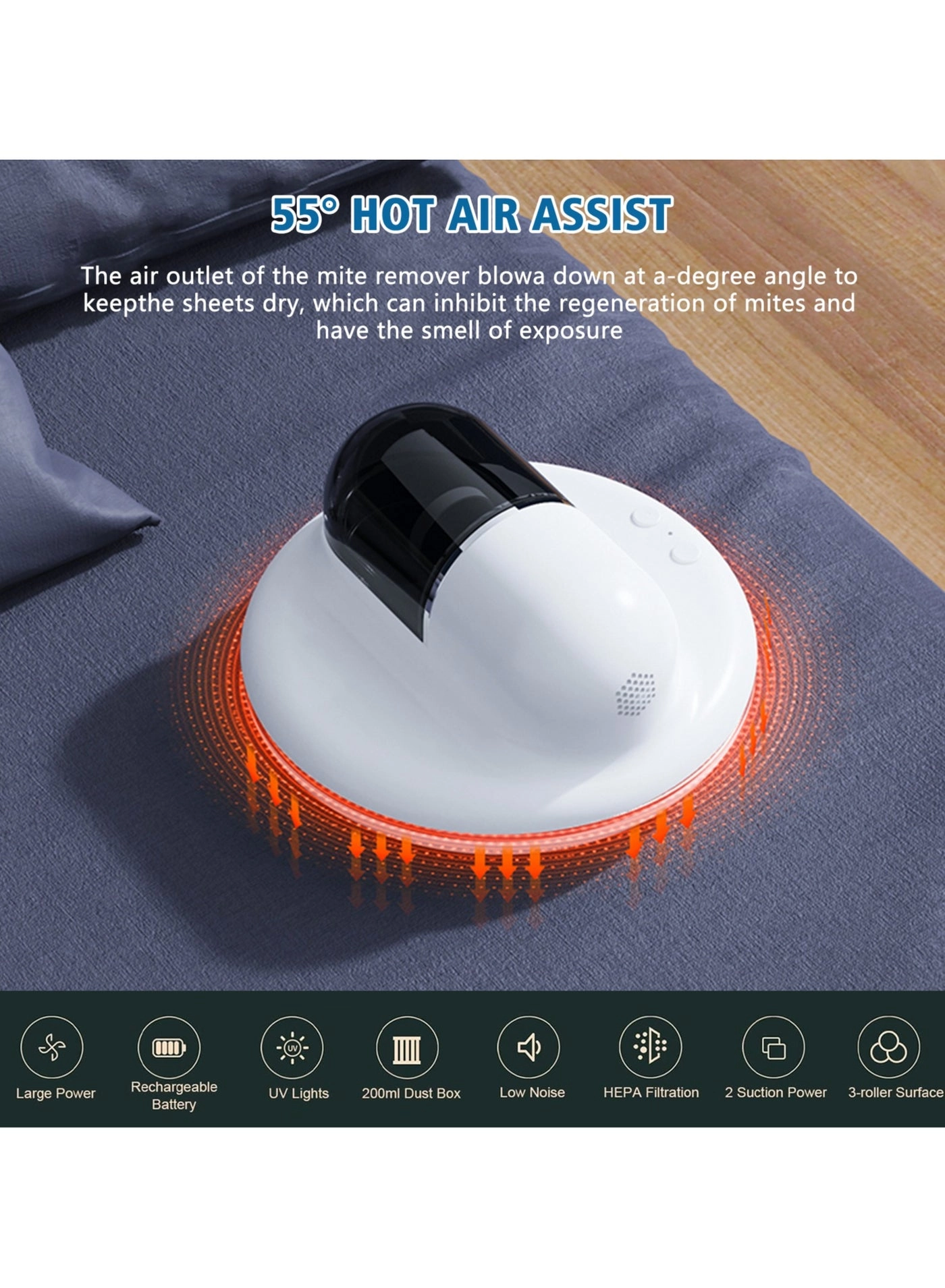 UV Vacuum Cleaner - 7Kpa Strong Suction Low Noise