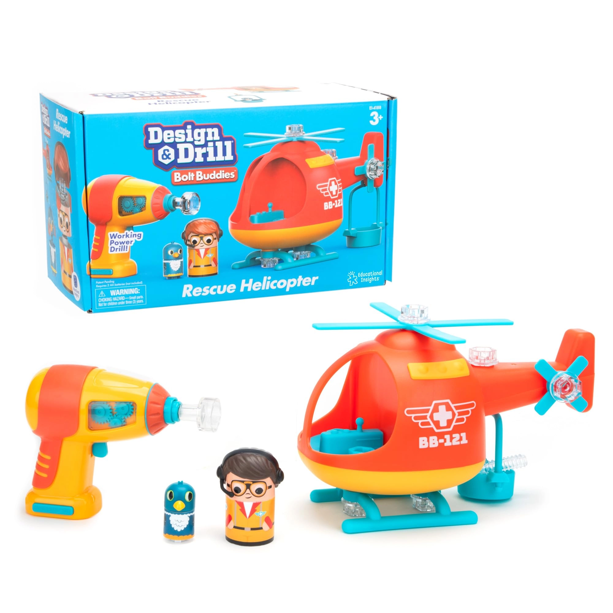 Educational Insights Design & Drill Bolt Buddies Helicopter - 36 months - 6 years