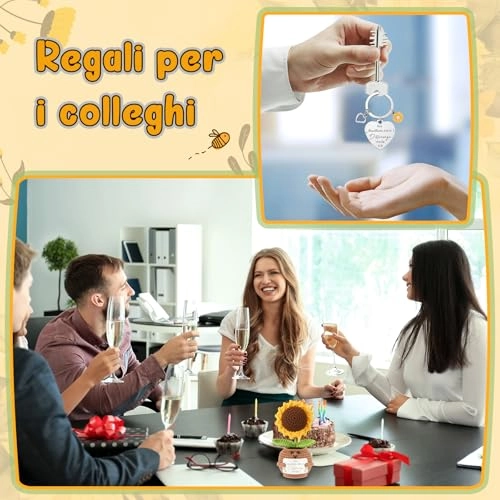 Sunflower Doll - knitted 15 x 5 cm + Keyring - stainless steel + Envelope with Dried Flowers