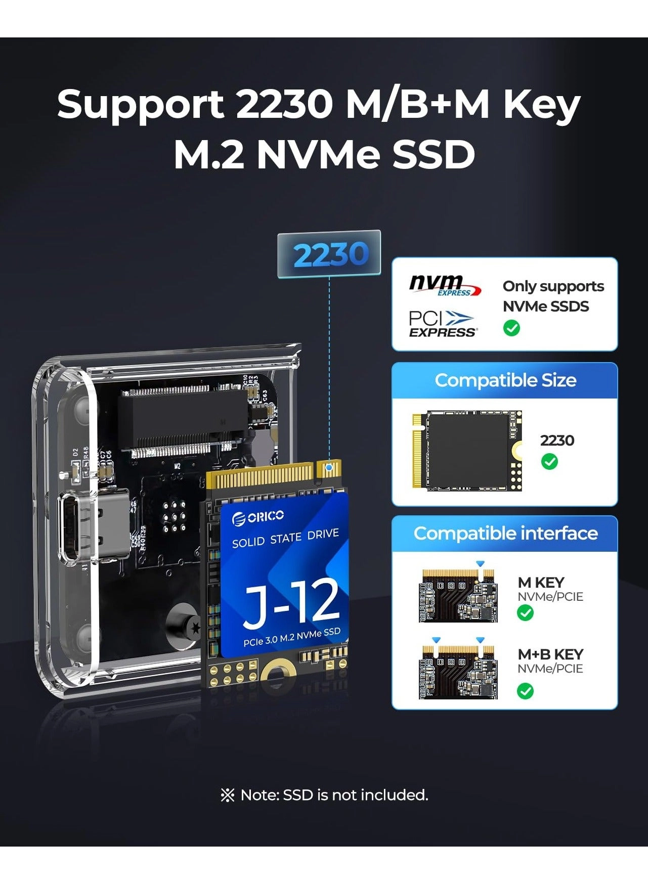 M.2 2230 NVMe SSD Enclosure - USB 3.2 Gen 2