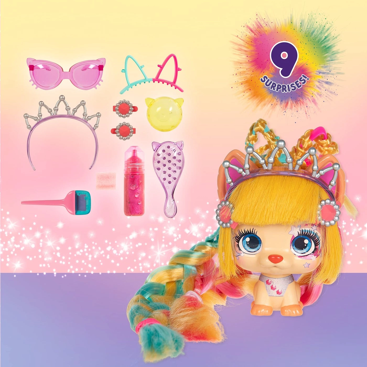 VIP Pets Color Boost - 1 Doll 9 Surprises 6 Accessories Ages 3+