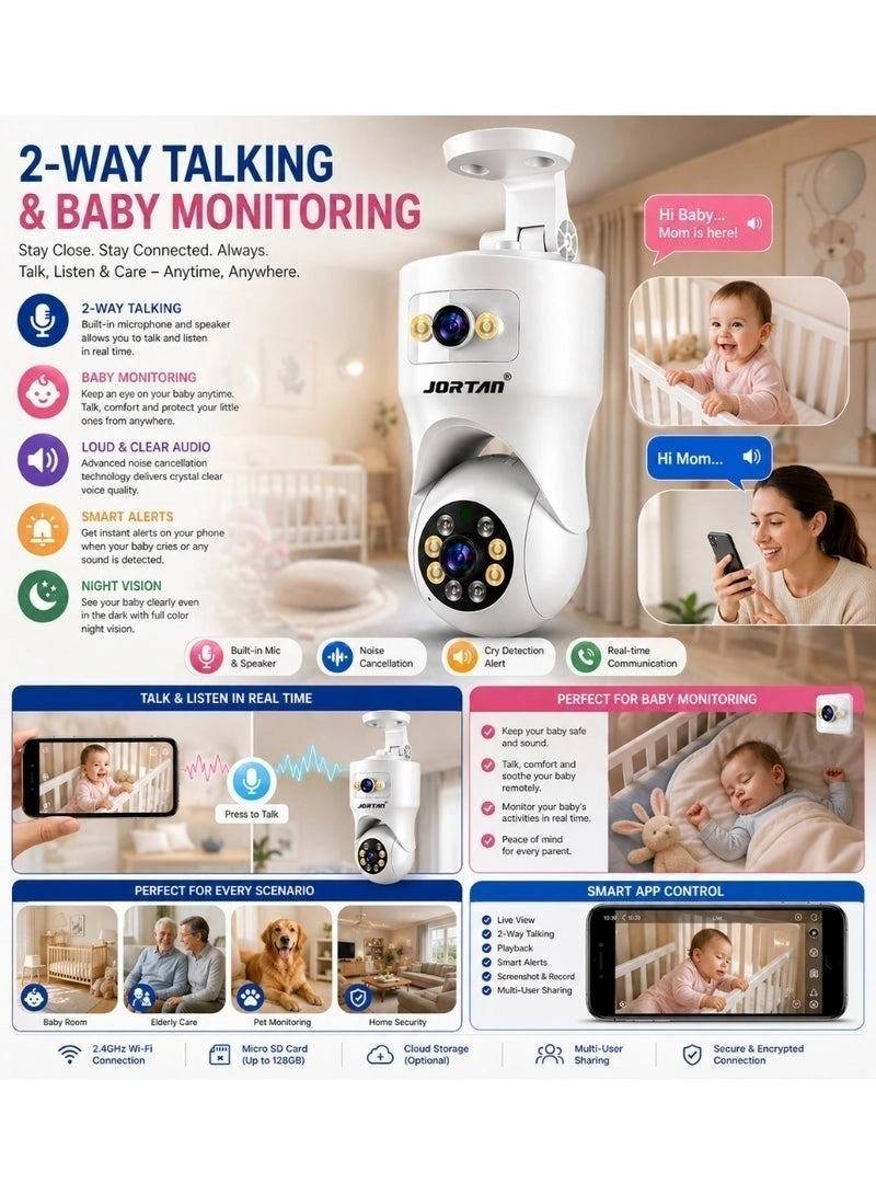 Wireless dual-lens surveillance camera 4+4MP + 3MP