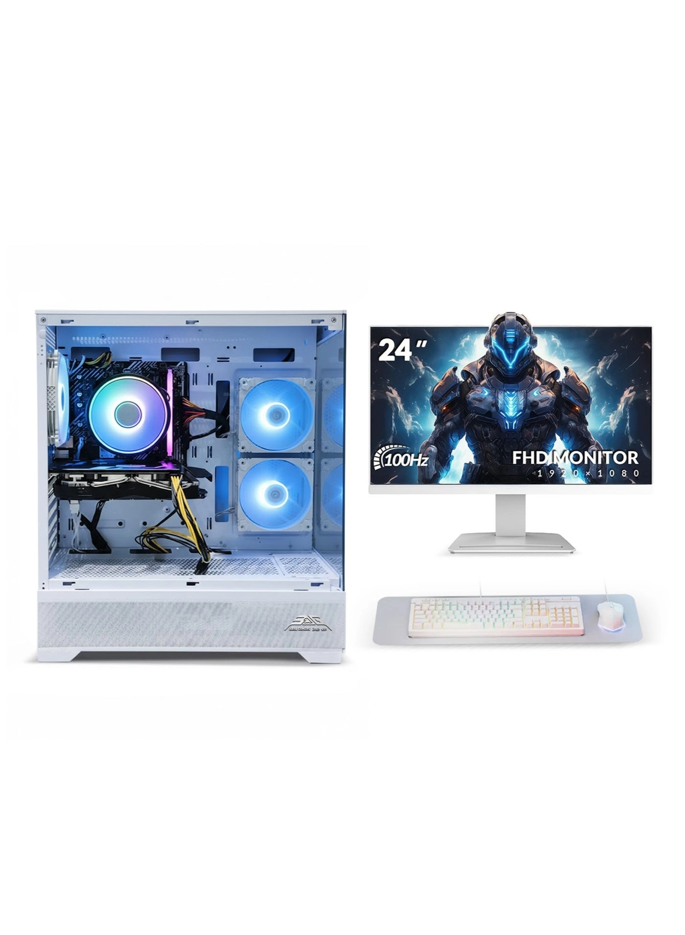 Arab Gamers Gaming PC - Intel Core i5-14400F 32GB + Monitor - 24" FHD + Keyboard & Mouse Set