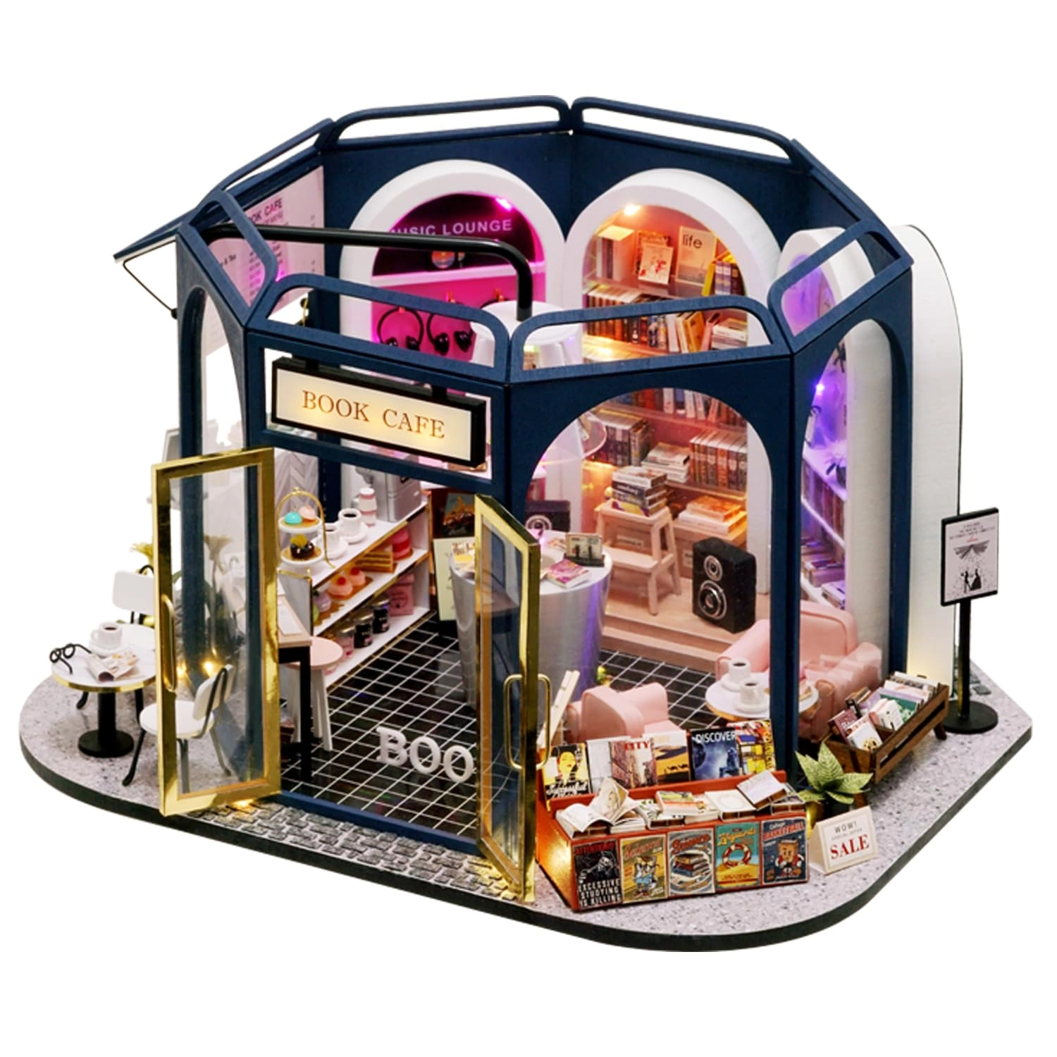 MAGQOO DIY Miniature Dollhouse Kit - Book Cafe 1:24 Scale