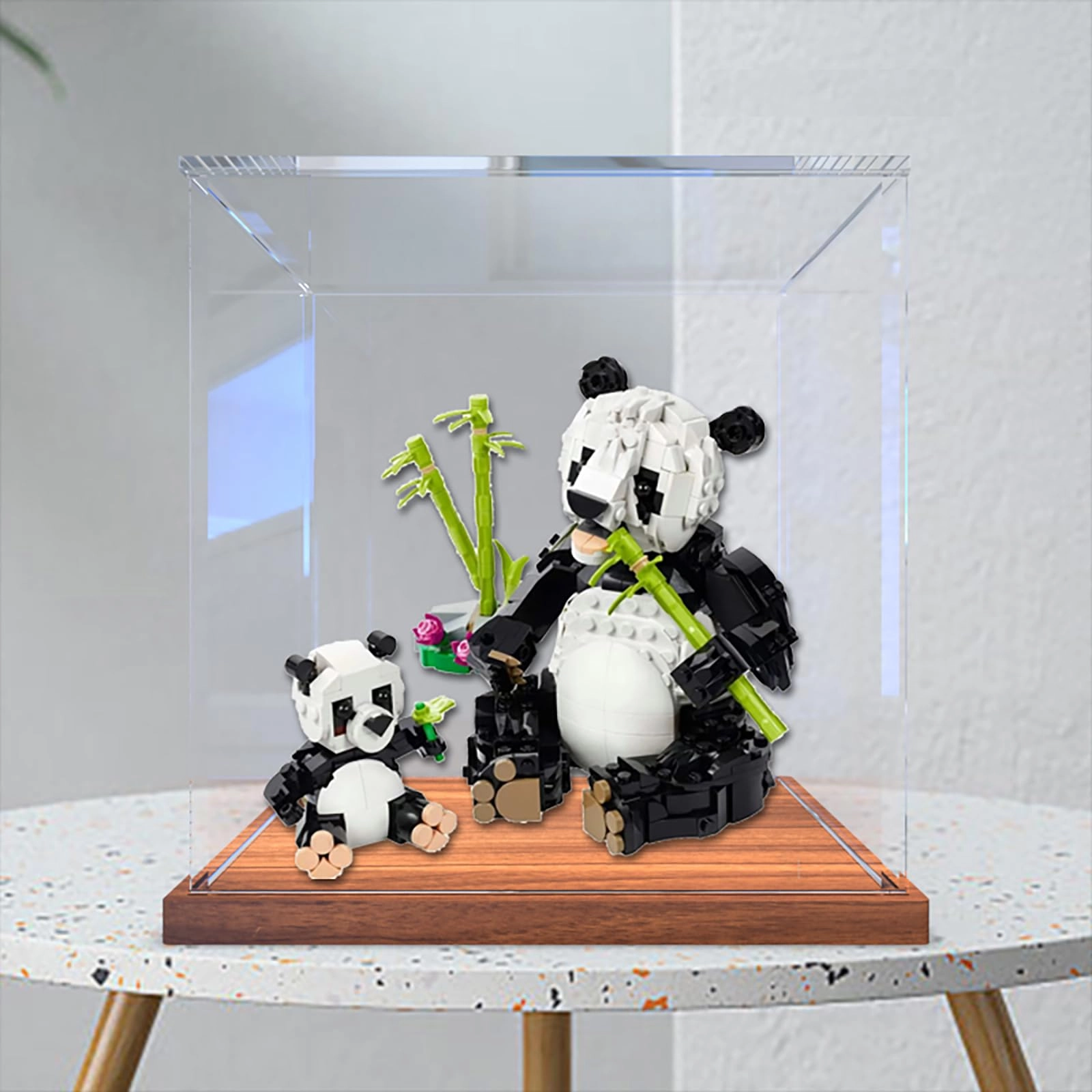 Display Case for Lego 31165 - Dustproof Clear Walnut Base