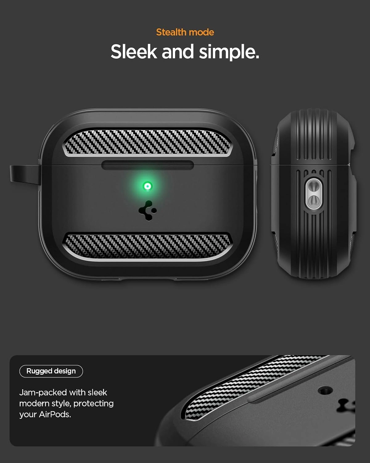 Rugged Armor - Case for AirPods Pro 3 - Shockproof + Carabiner - Key Ring