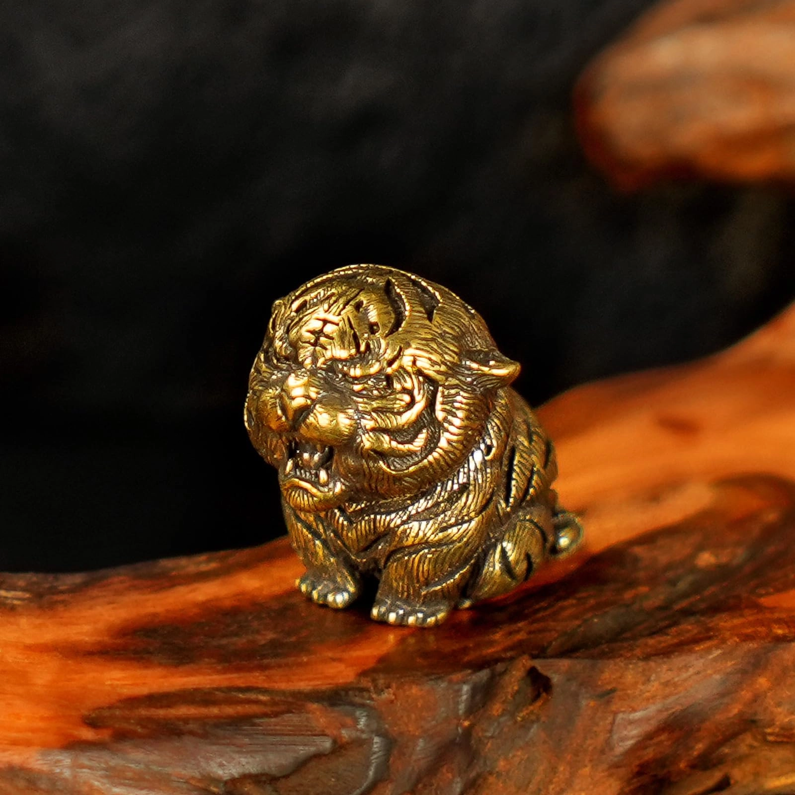 Baby Tiger Statue - Brass